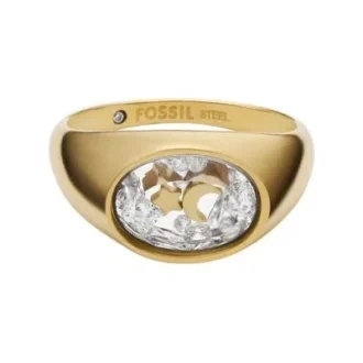 Anillo con sello Sutton Shaky Glitz de acero inoxidable dorado con luna y estrella