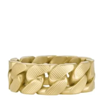 Anillo de acero inoxidable con cadena de textura lineal Harlow en tono dorado