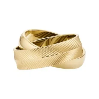 Anillo de banda de acero inoxidable dorado con eslabones entrelazados Harlow