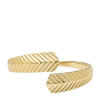 Anillo envolvente Harlow de acero inoxidable dorado con textura lineal