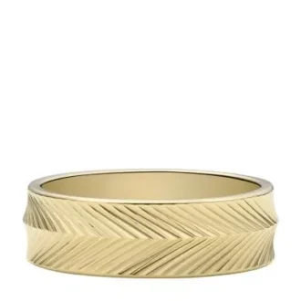 Anillo Harlow con textura lineal y banda de acero inoxidable dorado