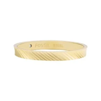 Anillo Harlow con textura lineal y banda de acero inoxidable dorado