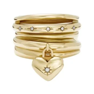 Anillo prestack con corazones Sadie All My Love de acero inoxidable dorado