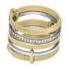 Anillo Prestack de acero inoxidable de dos tonos con textura lineal Harlow Anillo Prestack de acero inoxidable de dos tonos con textura lineal Harlow