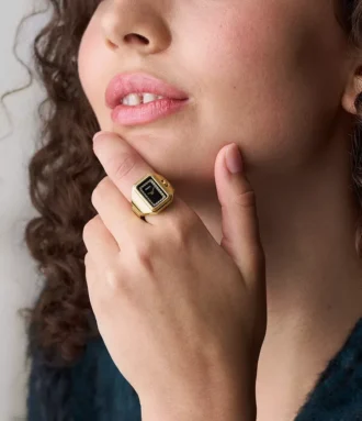 Anillo reloj Raquel Reloj de acero inoxidable dorado con dos agujas
