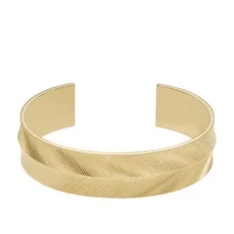 Brazalete tipo puño Harlow con textura lineal en acero inoxidable dorado