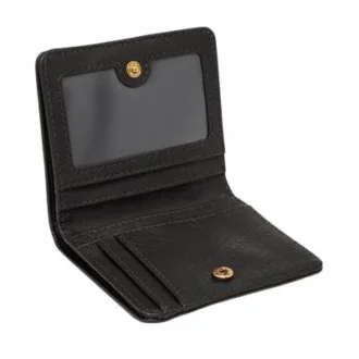 Cartera pequeña de doble pliegue RFID de cuero Logan