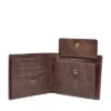 Cartera plegable grande con bolsillo para monedas y RFID de cuero Derrick
