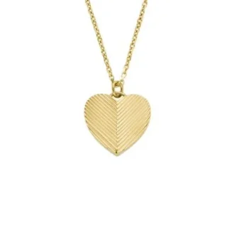 Collar con colgante de acero inoxidable dorado con textura lineal y corazones Harlow