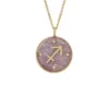 Collar con colgante de amatista púrpura y acero inoxidable dorado del signo zodiacal Sagitario Sutton