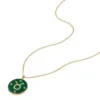 Collar con colgante de malaquita verde y acero inoxidable dorado del signo zodiacal Tauro Sutton
