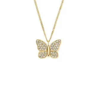 Collar con colgante de mariposa pavé Sutton en acero inoxidable dorado