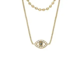 Collar multihilo Sutton Evil Eye de acero inoxidable dorado