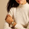 Conjunto de reloj y brazalete Carlie de acero inoxidable dorado con tres agujas