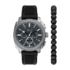 Conjunto de reloj y brazalete de silicona negra con cronógrafo Machine