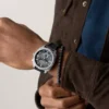 Conjunto de reloj y brazalete de silicona negra con cronógrafo Machine