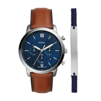 Conjunto de reloj y brazalete Neutra Chronograph Luggage Leather