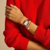 Conjunto de reloj y pulsera Raquel de tres agujas con fecha, de cuero marrón medio