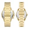 Conjunto de relojes multifunción de acero inoxidable dorado para él y para ella Conjunto de relojes multifunción de acero inoxidable dorado para él y para ella