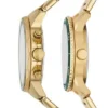 Conjunto de relojes multifunción de acero inoxidable dorado para él y para ella Conjunto de relojes multifunción de acero inoxidable dorado para él y para ella
