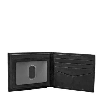 Ingram Cartera de cuero RFID con doble pliegue y solapa para identificación