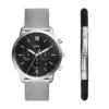 Neutra Chronograph Conjunto de reloj y pulsera de malla de acero inoxidable
