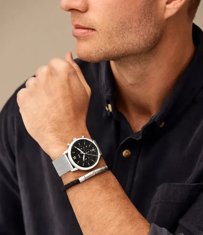 Neutra Chronograph Conjunto de reloj y pulsera de malla de acero inoxidable