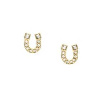 Pendientes de botón de acero inoxidable dorado con forma de herradura Sutton