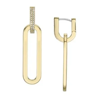 Pendientes largos Heritage D-Link Glitz en acero inoxidable dorado