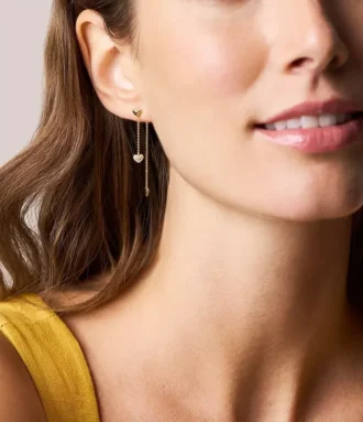 Pendientes Sutton Heartbeat de latón dorado de delante hacia atrás