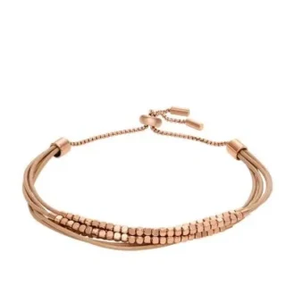 Pulsera de cadena de cuero marrón apilada