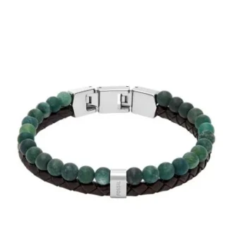 Pulsera de cuero marrón con cuentas Townsman