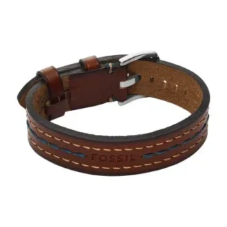 Pulsera de cuero marrón con pespuntes Everett