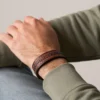 Pulsera de cuero marrón con pespuntes Everett Pulsera de cuero marrón con pespuntes Everett