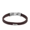 Pulsera de cuero marrón con textura moleteada a máquina y múltiples hilos Pulsera de cuero marrón con textura moleteada a máquina y múltiples hilos