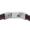 Pulsera de cuero marrón con textura moleteada a máquina y múltiples hilos Pulsera de cuero marrón con textura moleteada a máquina y múltiples hilos