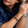 Pulsera de cuero negro con cuentas Townsman Pulsera de cuero negro con cuentas Townsman