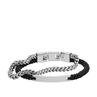 Pulsera de doble vuelta de nailon negro y acero inoxidable Ellis