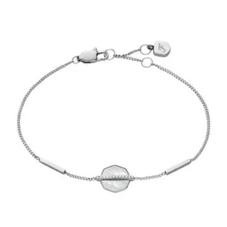 Pulsera de eslabones Merrit Timeless con nácar y acero inoxidable plateado