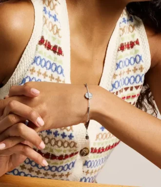 Pulsera de eslabones Merrit Timeless con nácar y acero inoxidable plateado