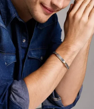 Pulsera de identificación Ellis de acero inoxidable en dos tonos