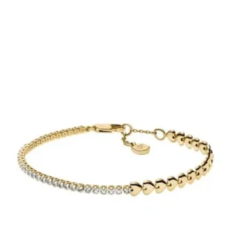 Pulsera de tenis con eslabones en forma de corazón de latón dorado Sutton Love-All