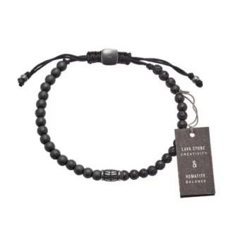 Pulsera Everett de hematita y piedra de lava negra
