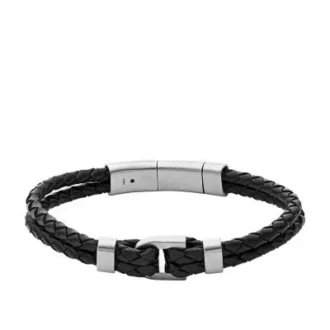 Pulsera Heritage D-Link de cuero negro