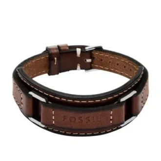 Pulsera Machine de acero inoxidable resistente y correa de cuero acolchado marrón
