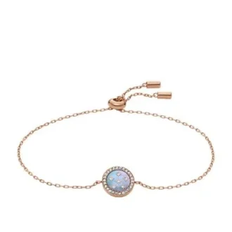 Pulsera Merrit Classic de acero inoxidable en tono oro rosa con nácar