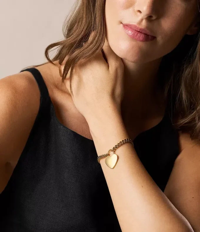 Pulsera Sutton con corazón de acero inoxidable dorado Pulsera Sutton con corazón de acero inoxidable dorado