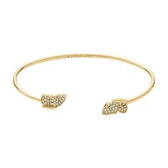 Pulsera tipo esclava Sutton Pavé Butterfly en acero inoxidable dorado