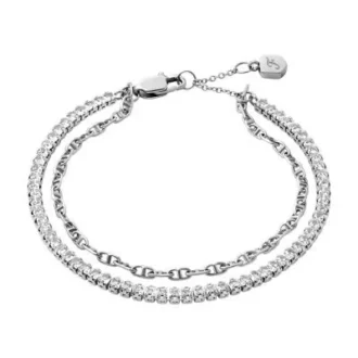 Pulsera tipo tenis Heritage D-Link con cadena de latón plateado brillante