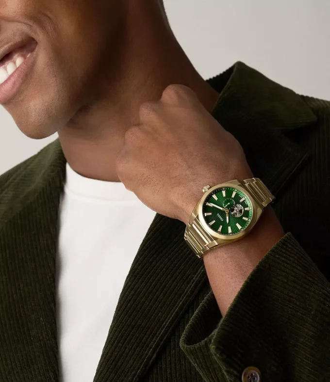 Reloj automático Everett de acero inoxidable dorado Reloj automático Everett de acero inoxidable dorado